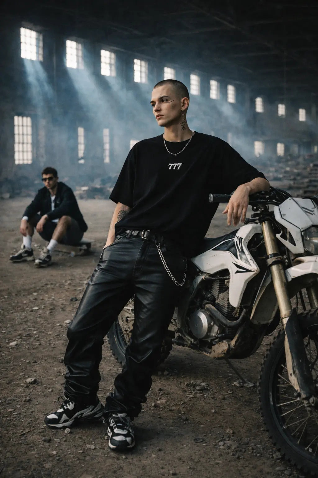 Schwarzes Oversize T-Shirt 777 Stick mx777clo