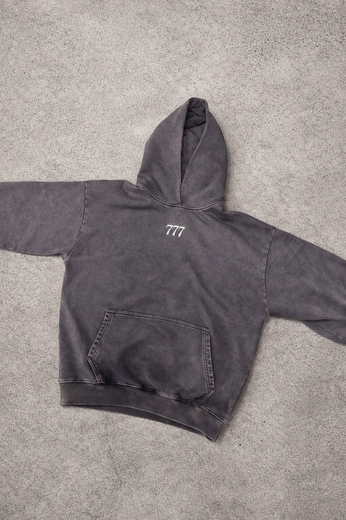 Grauer Cropped Hoodie mit 777 Stick mx777clo